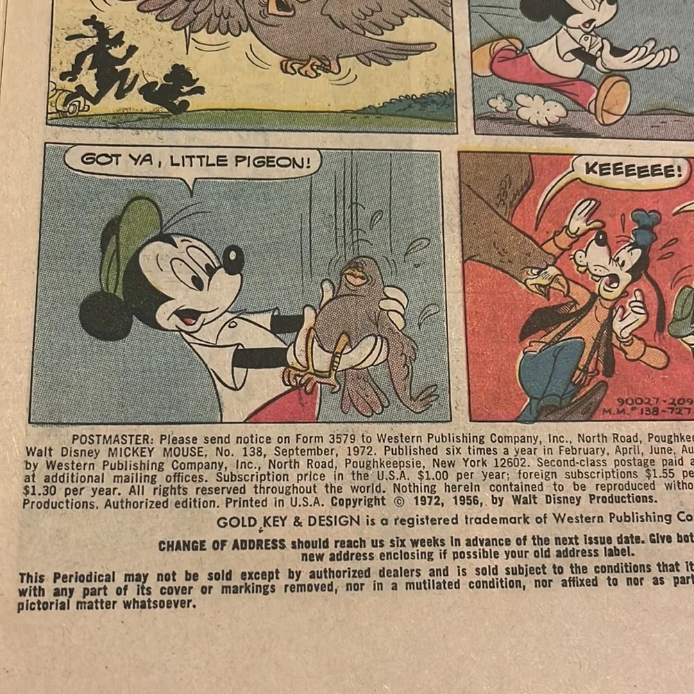 Walt Disney Mickey Mouse and Goofy NO. 138 September 1972 Vintage